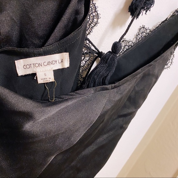 Cotton Candy LA Black Satin V-Neck Halter Dress - Picture 9 of 11